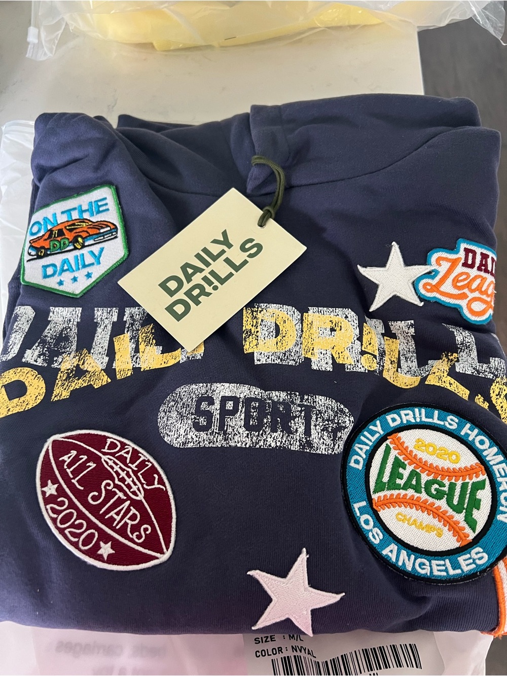 Daily Drills Navy Patch-Accent sweatshirt